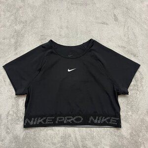 Nike Pro Dri-FIT Cropped Short Sleeve Top HM6369-010 Black Women’s Size L